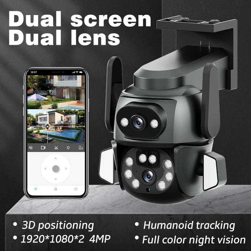 CareCam 4K 8MP Dual Lens PTZ Camera Outdoor Waterproof Color Night Vision Two Way Audio Human Detection Surveillance Camera