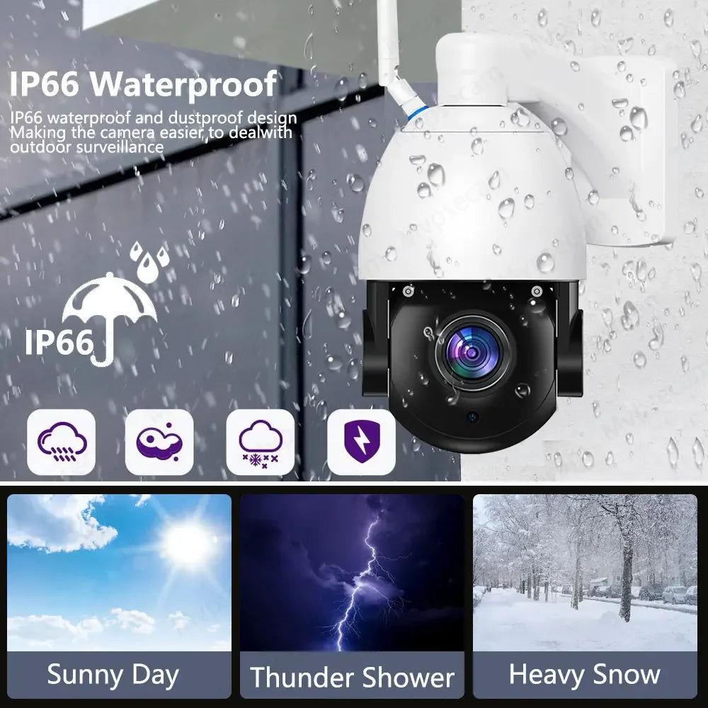 4K 8MP 50X Zoom PTZ IP Camera WiFi CCTV Outdoor AI Human Alarm Onvif Speed Dome Cam 200M IR Night Distance Camera iCSee APP