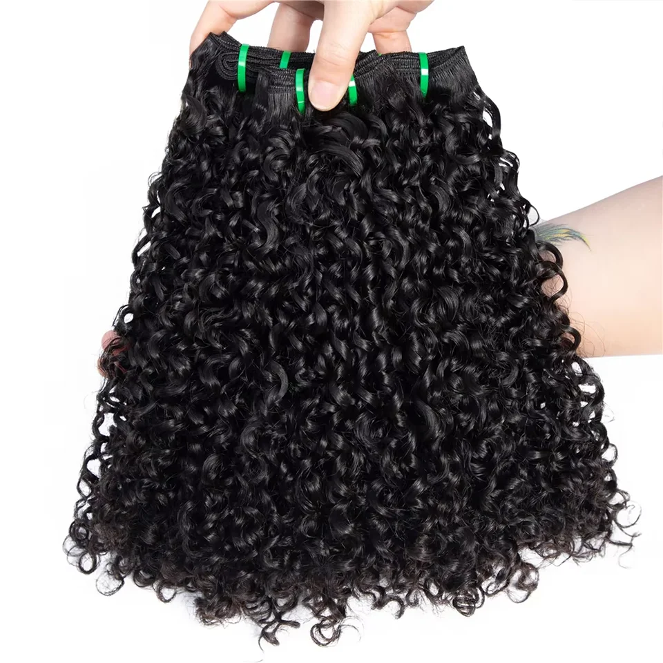 15A Human Hair Bundles Burmese Pixie Curly Brazilian Human Hair Weave 1/3/4 PCS Hair Extension For Women Double Weft Quick Weave