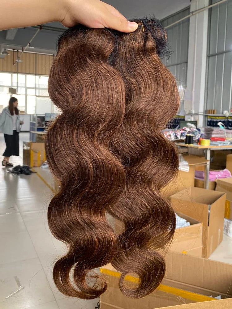 Brazilian #4 Chocolate Brown Body Wave Human Hair 1/3/4 Bundles Deal Human Hair Weaving Virgin  Human Hair Extension for Women