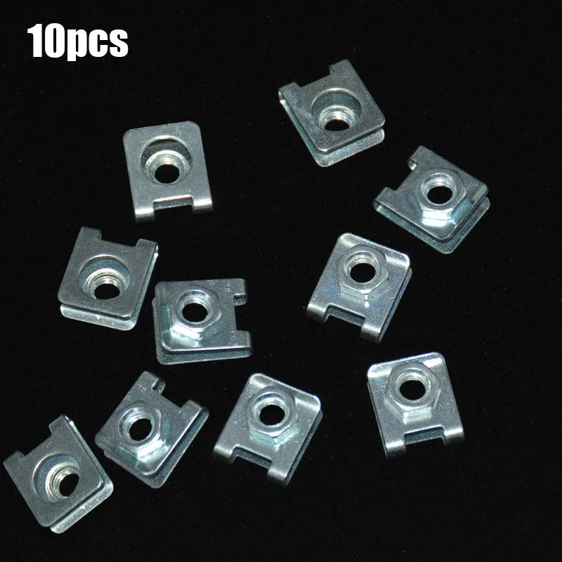20Pcs Auto Metal Clips M6 for Car Motor Tread Panel Spire Nut Fairing Clip Fastener U-Type Plate Nut Speed Zinc Mounting Clamp