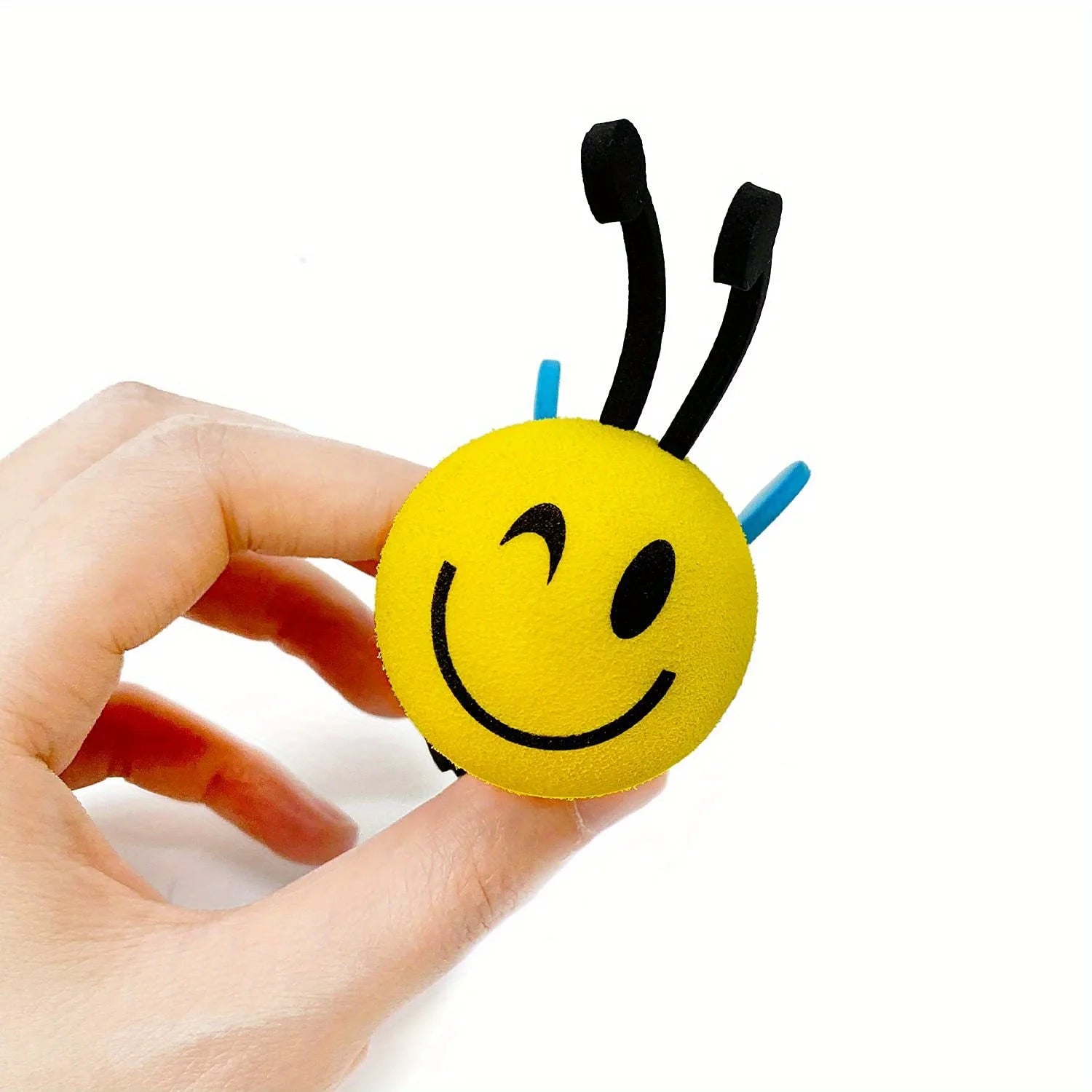 1pc Happy Bee Car Antenna Topper - Adorable Yellow & Black Foam Ball with Cheerful Face, Durable EVA Material