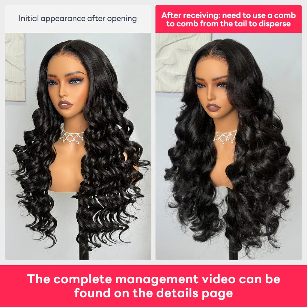 30Inch Ready to Wear and Go 6x6x1 HD Glueless Wig Body Wave Mixed Blend Hair 50% Human Hair Pre Plucked Pre Cut Lace 180%