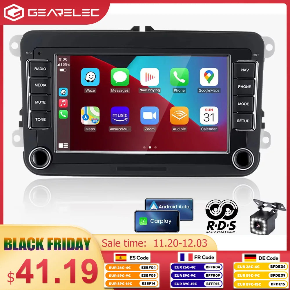 2 Din Android Car Radio Multimedia Player GPS WiFi Carplay For VW Volkswagen Skoda Octavia golf 5 6 touran passat B6 polo Jetta