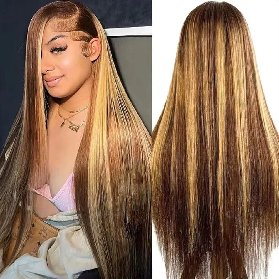 427 Highlight Ombre 360 Full Lace Front Wig 40 Inch 13x6 Bone Straight Hd Lace Frontal Colored Human Hair Wigs Honey Blonde Wig