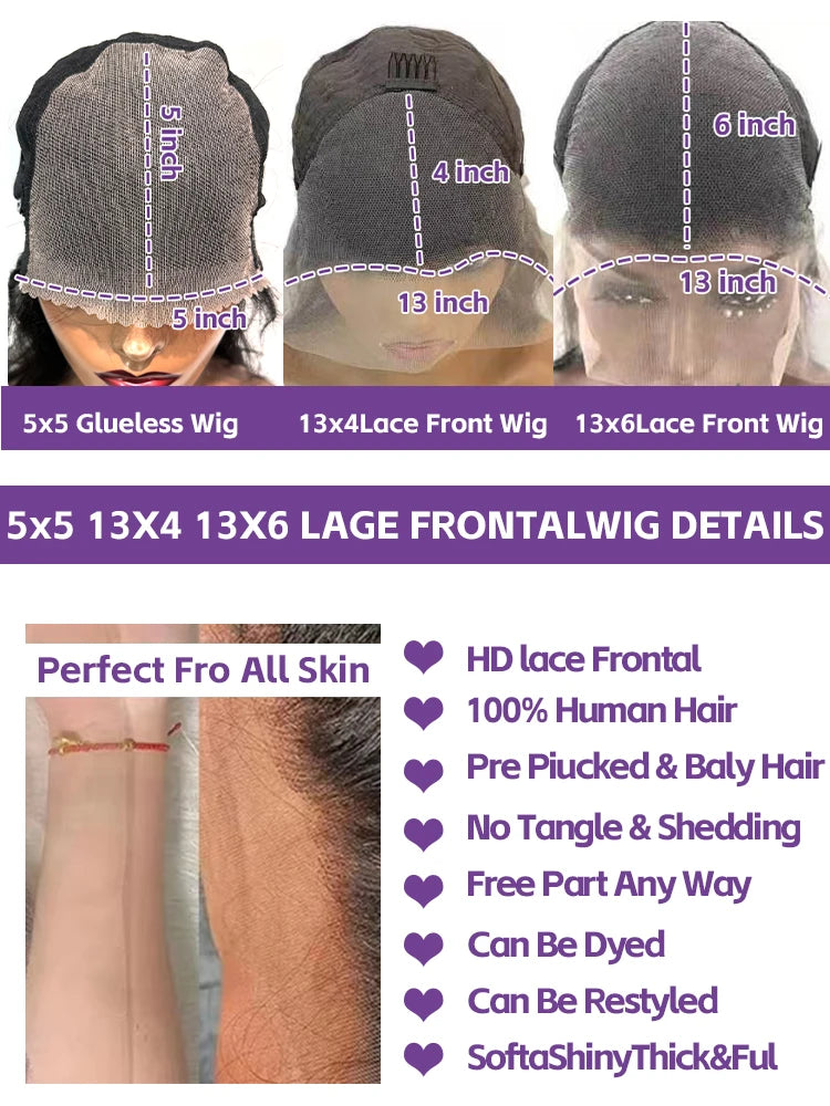 40 42 Inch Deep Wave Frontal Wig 13x4 13x6 HD Lace Frontal Human Hair Wigs 250%  Jerry Kinky Curly Lace Front Human Hair Wigs