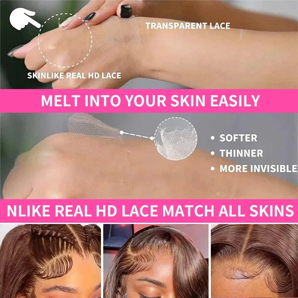 Brown Straight 13x4 Hd Lace Front Human Hair Wigs For Women 100% Brazilian Chocolate Brown 13x6 HD Lace Frontal Wigs Pre Plucked