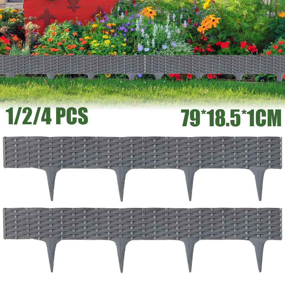 1/2/4pcs Garden Edging Border Imitation Rattan Fence Panel Patio Outdoor Grass Barrier Landscape Lawn Flower Gardening Supplies