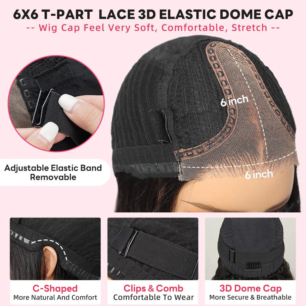 30Inch Ready to Wear and Go 6x6x1 HD Glueless Wig Body Wave Mixed Blend Hair 50% Human Hair Pre Plucked Pre Cut Lace 180%