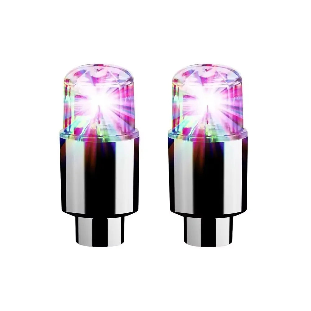 2PCS Colorful LED Wheel Valve Lights Motorcycles Bicycles Car Wheel Tire Valve Caps Universal Dustproof Bicycle Valve Cover