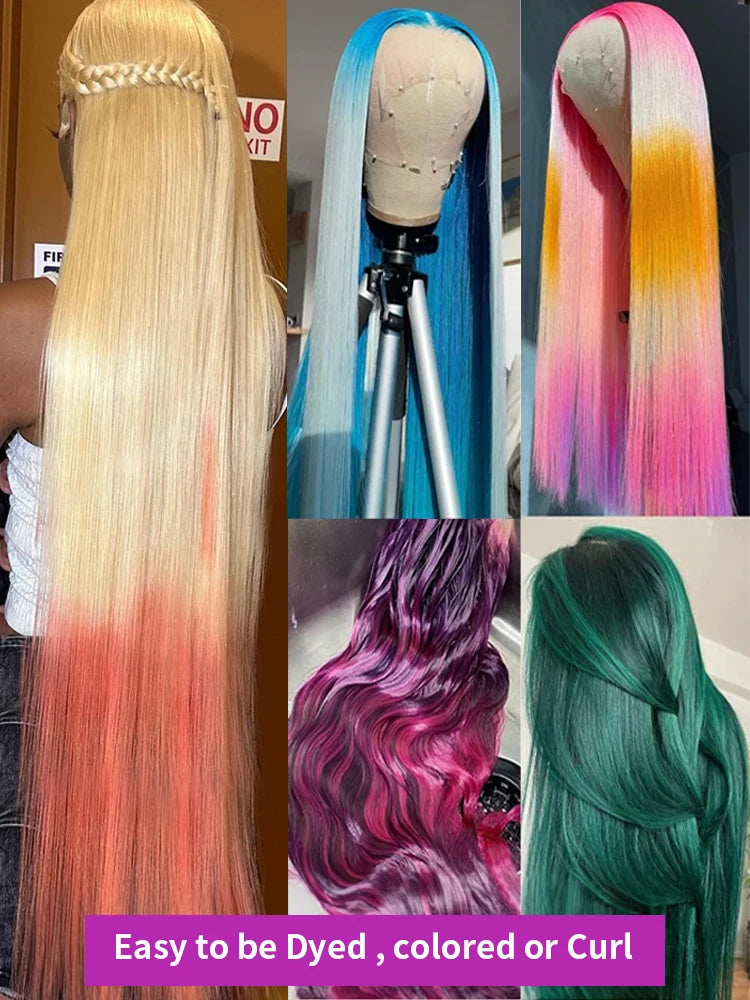 30 40 Inch 613 Honey Blonde 13x6 Hd Transparent Lace Front Human Hair 13x4 Bone Straight Lace Frontal Wig for Women 250 Density