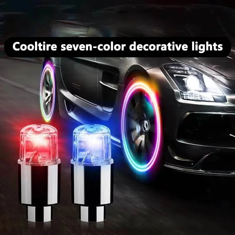 2PCS Colorful LED Wheel Valve Lights Motorcycles Bicycles Car Wheel Tire Valve Caps Universal Dustproof Bicycle Valve Cover
