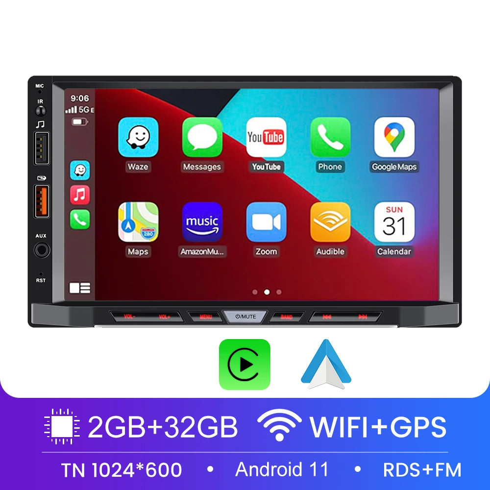 Car Radio 2 Din Android 11 Carplay Android Auto Car Stereo Multimedia Player Universal 7 Inch GPS Bluetooth RDS For VW Nissan