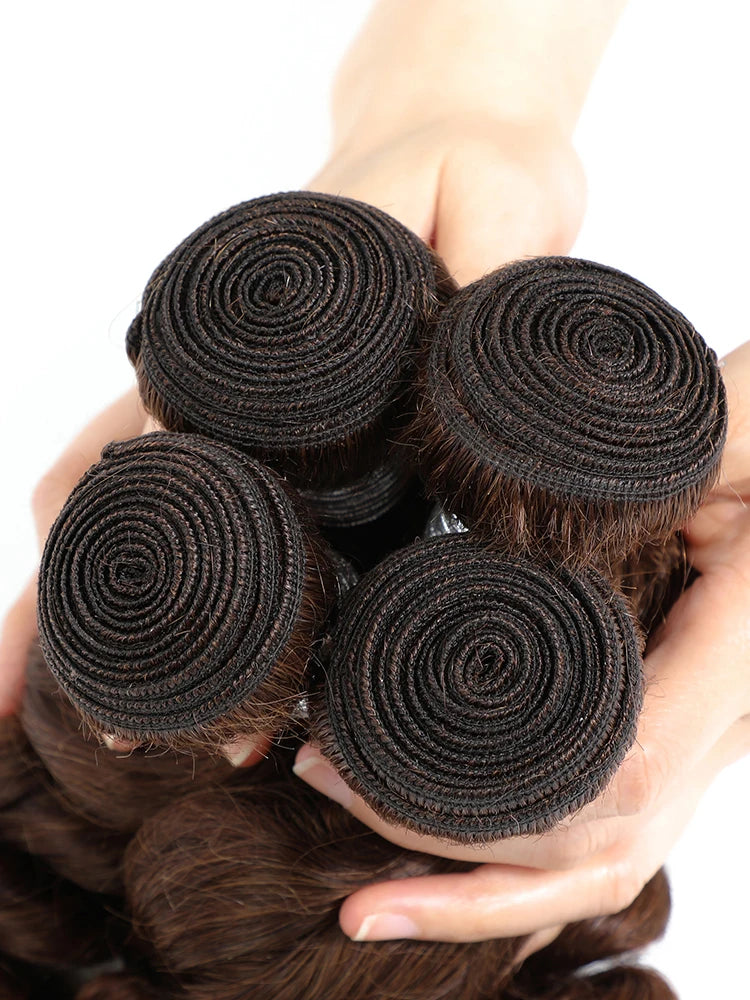 Brazilian #4 Chocolate Brown Body Wave Human Hair 1/3/4 Bundles Deal Human Hair Weaving Virgin  Human Hair Extension for Women