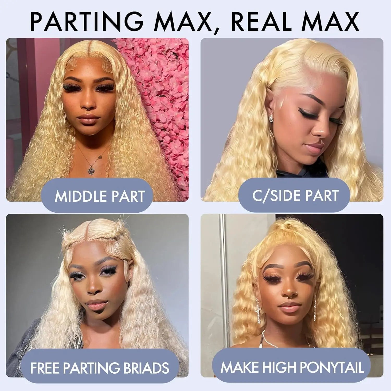 613 Lace Front Human Hair Curly Wig 180% Density 40Inch Honey Blonde Deep Wave Human Hair Wig 13x6 HD Transparent Lace Front Wig