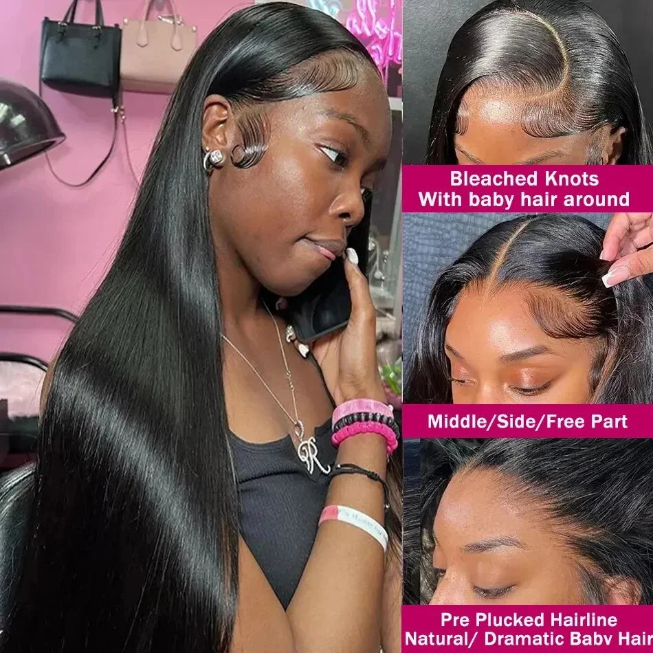 40 44 Inch 200 Density Bone Straight 13X6 Hd Lace Frontal Wigs 13X4 Lace Front Pre Plucked 100% Human Hair wigs For Black Women