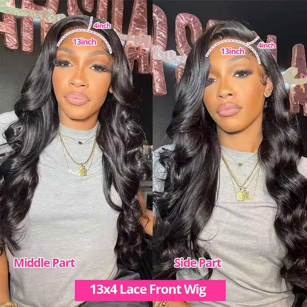 Gluless Body Wave Human Hair Wigs 13x6 HD Transparent Lace Frontal Human Hair Wigs 30 40 Inch Remy Body Wave Lace Front Wig