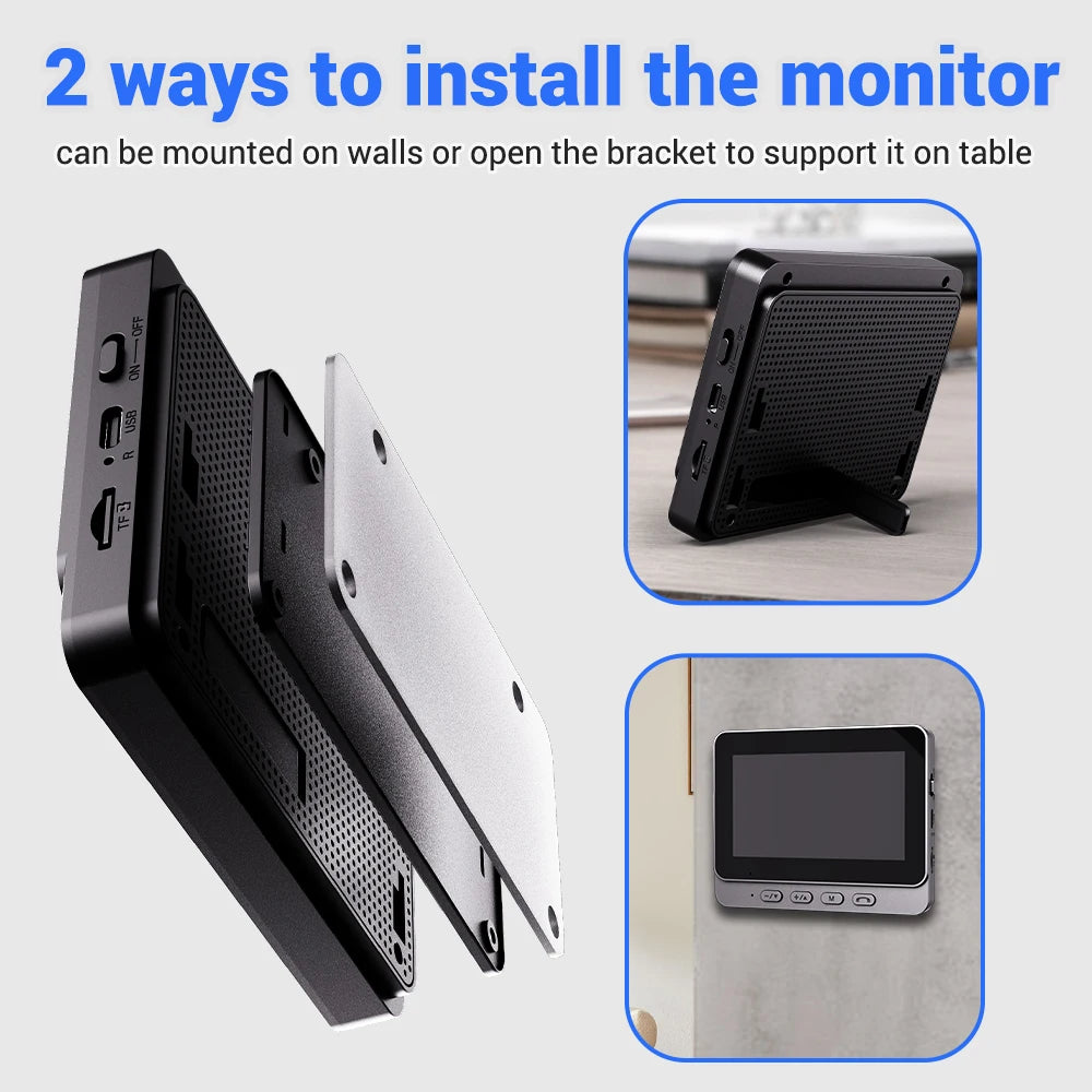 4.3Inch 2.4G Wireless Video Doorbell Camera WiFi Smart Intercom Door Bell Smart Home Security Motion Detect Night Vision