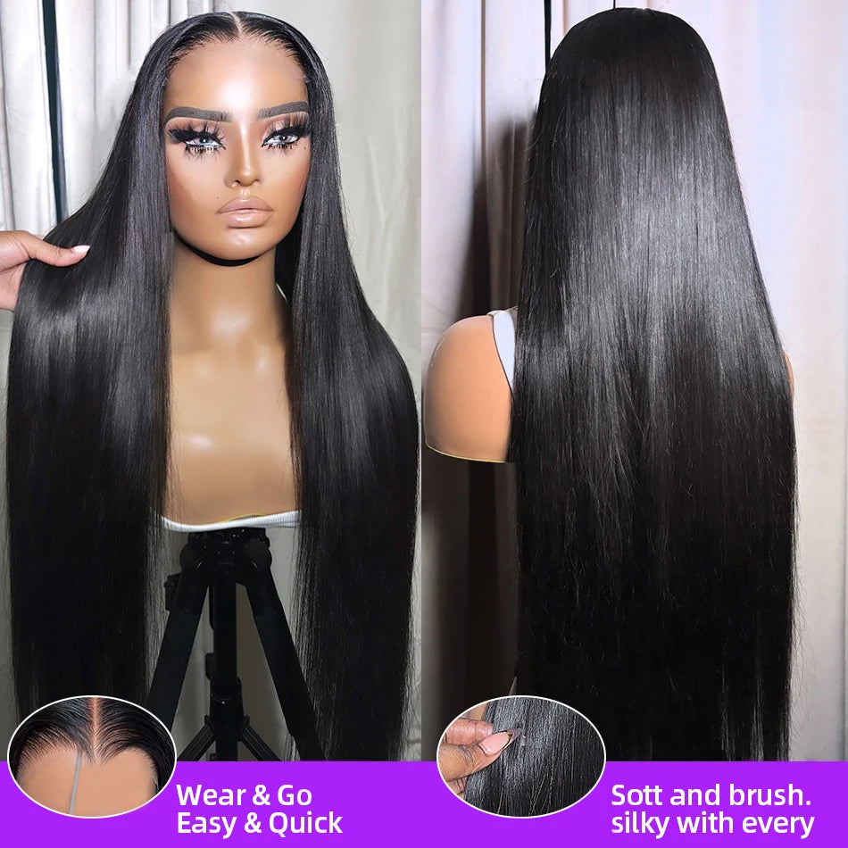 220% Pre Cut Wear and Go Glueless Wig Human Hair 5x5 Pre Cut Hd Lace Closure Wigs Bone Straight Pre Plucked Soft 100% Human Hair