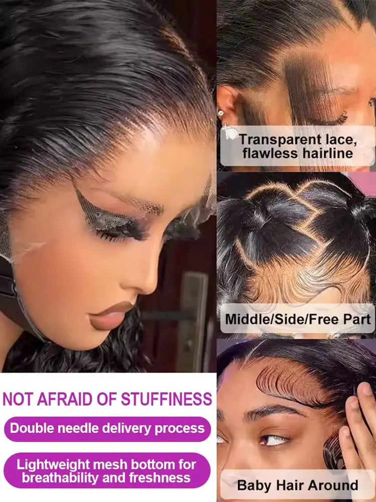 42 Inch 250% Density Deep Wave 13x6 HD Lace Front Human Hair Wig 5x5 Gluless Deep Wave Human Hair Wig PrePlucked With Baby Hair