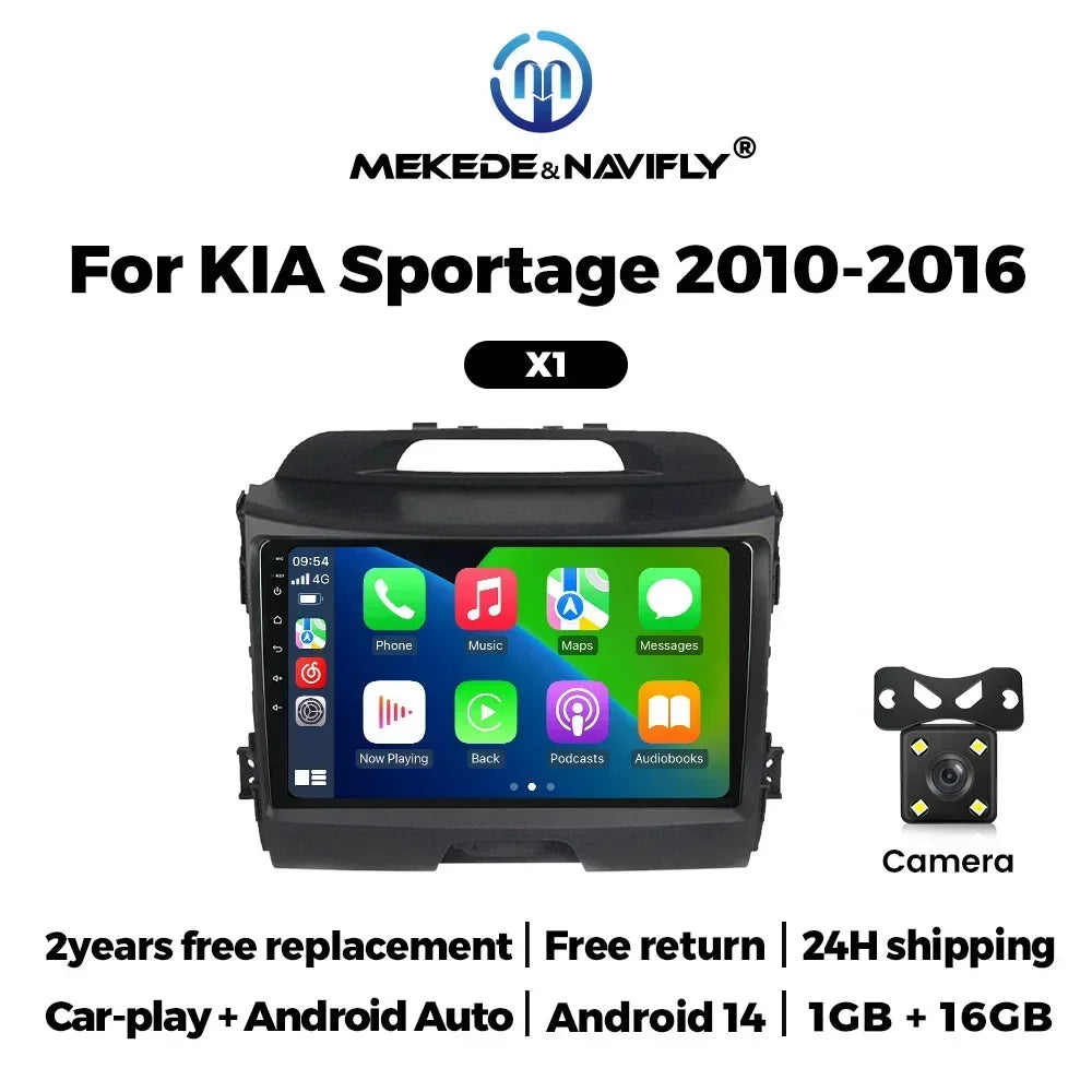 Android 14 Car Radio Stereo for KIA Sportage 2010 2011 2012 2013 2014 2015 2016 Carplay Auto Mutlimedia Player GPS Navigation FM