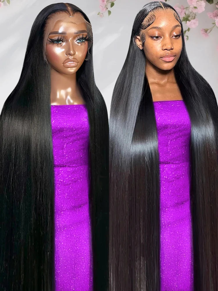 40 46 inch Bone Straight 13x4 13x6 Transparent HD Lace Front Wigs Brazilian Human Hair 300% Density 360 Full Lace Wigs For Women