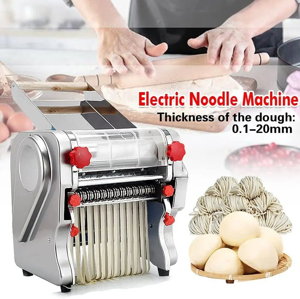 550W Electric Pasta Maker Noodle Machine Dumpling Skin Roller Steel  Full Stainless Steel Dual Knife Noodle Maker For Commercial