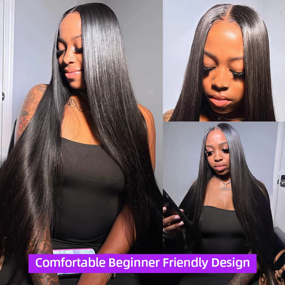 220% Pre Cut Wear and Go Glueless Wig Human Hair 5x5 Pre Cut Hd Lace Closure Wigs Bone Straight Pre Plucked Soft 100% Human Hair