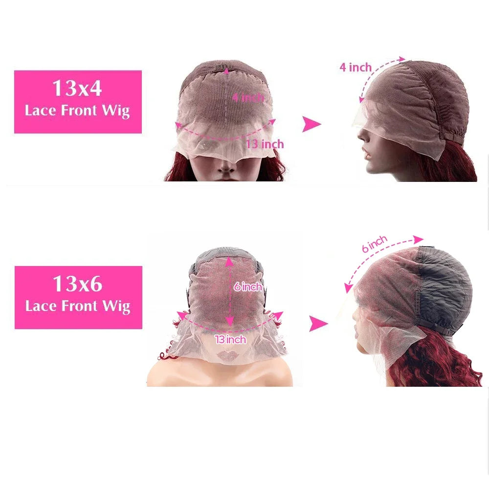 Burgundy 13x6 Hd Lace Frontal Human Hair Wig Deep Wave Curly Human Hair Wigs Water Wave Colored 99j Red 30 Inch Lace Front Wig