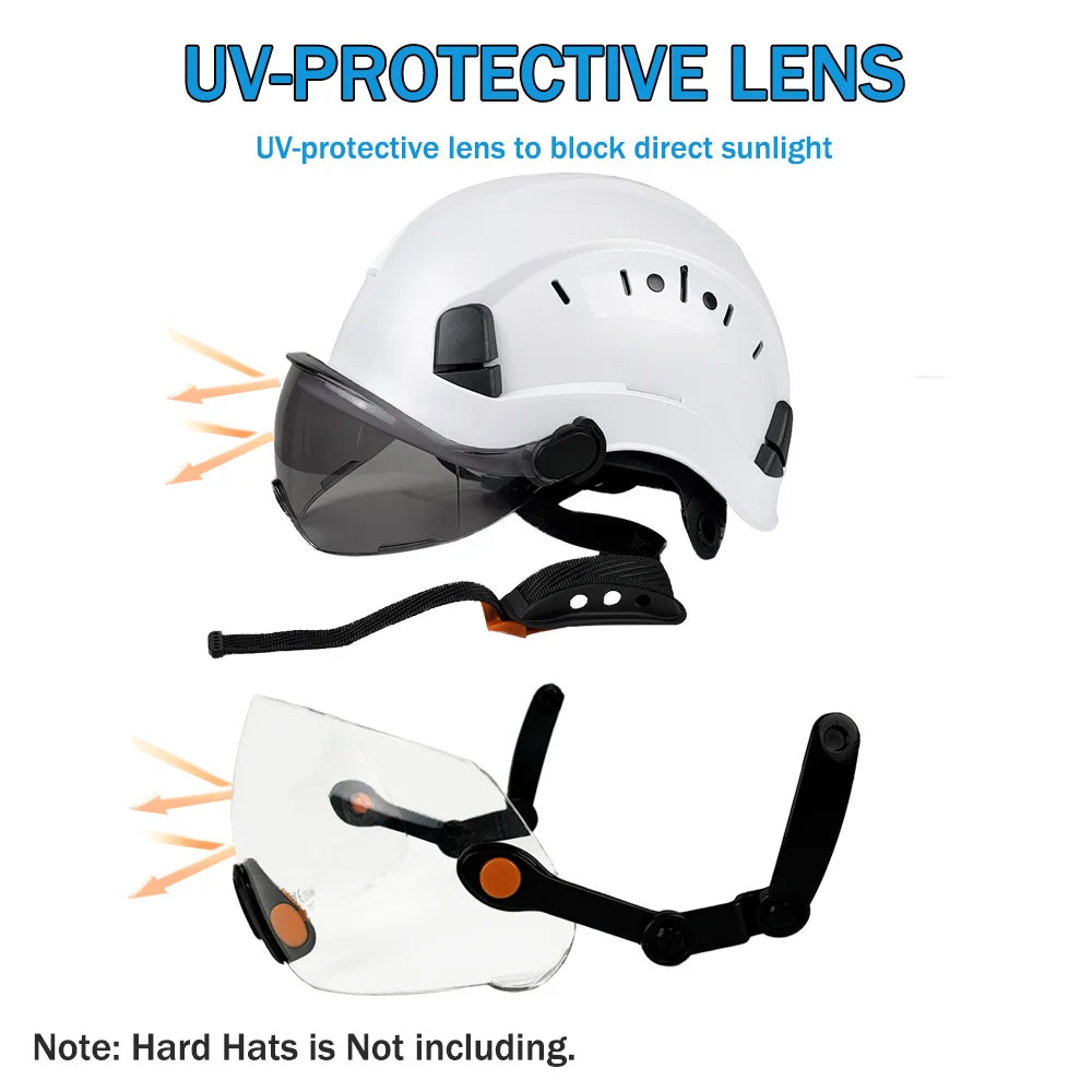 CE Visor fo Safety Helmet Construction Hard Hat Accessories Safety Goggles for Helmet Replacement PC Material Eye Protector ANSI