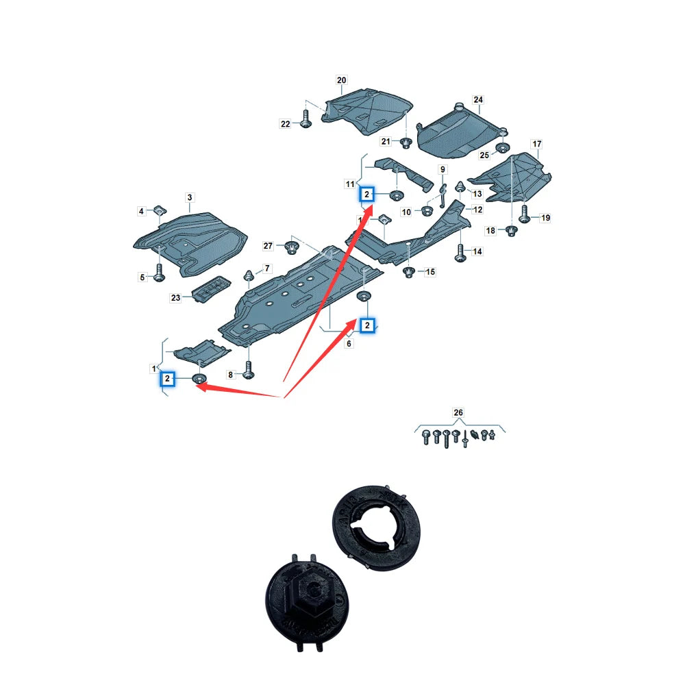 5PCS Bottom plate Undertray Trim Retaining Nut Clip For A4 A6 A5 A8 TT 8E0 825 265 D  8E0825265D