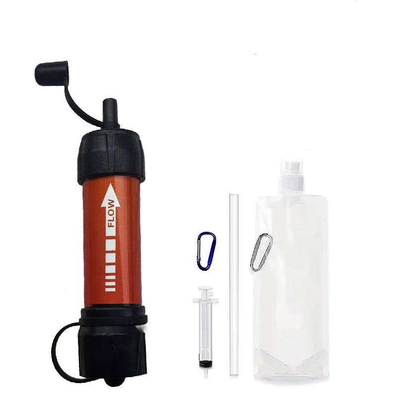 Camping & Survival Emergency Outdoor Portable Water Filter for Hiking - Emergency & Disaster Purifies Water Source On-The-Go