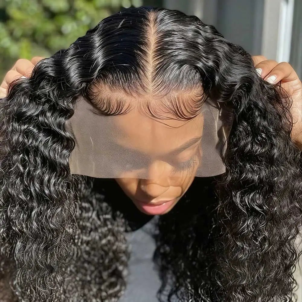 40 42 Inch Deep Wave Frontal Wig 13x6 HD Transparent Curly Human Hair Lace Front Wigs 5X5 Gluless Deep Curly Lace Closure Wig