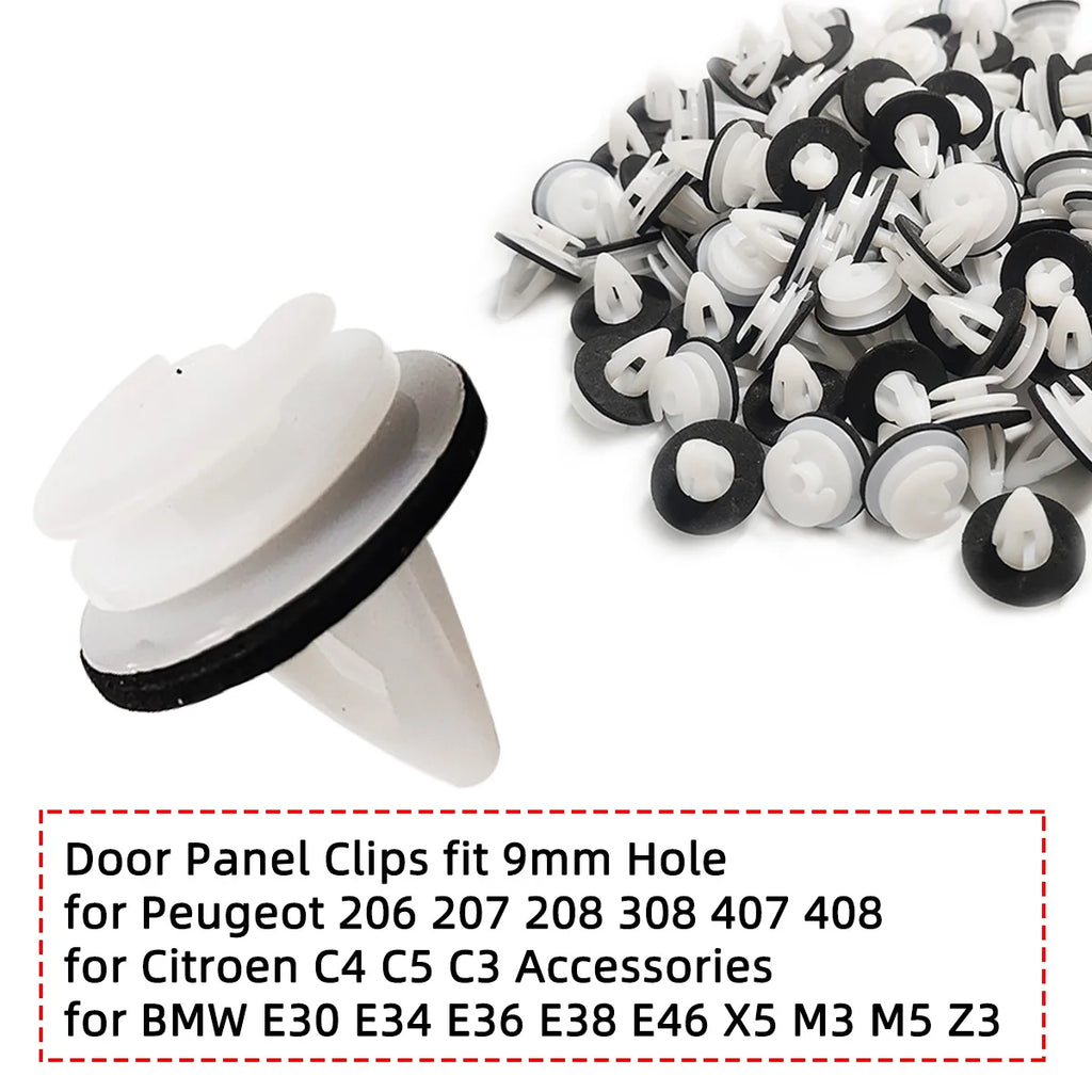 20/50Pcs Clips 9mm Hole Door Panel Clips Auto Fastener Clip for Peugeot 206 207 208 308 407 408 Accessories