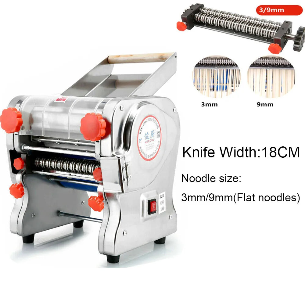 550W Electric Pasta Maker Noodle Machine Dumpling Skin Roller Steel  Full Stainless Steel Dual Knife Noodle Maker For Commercial