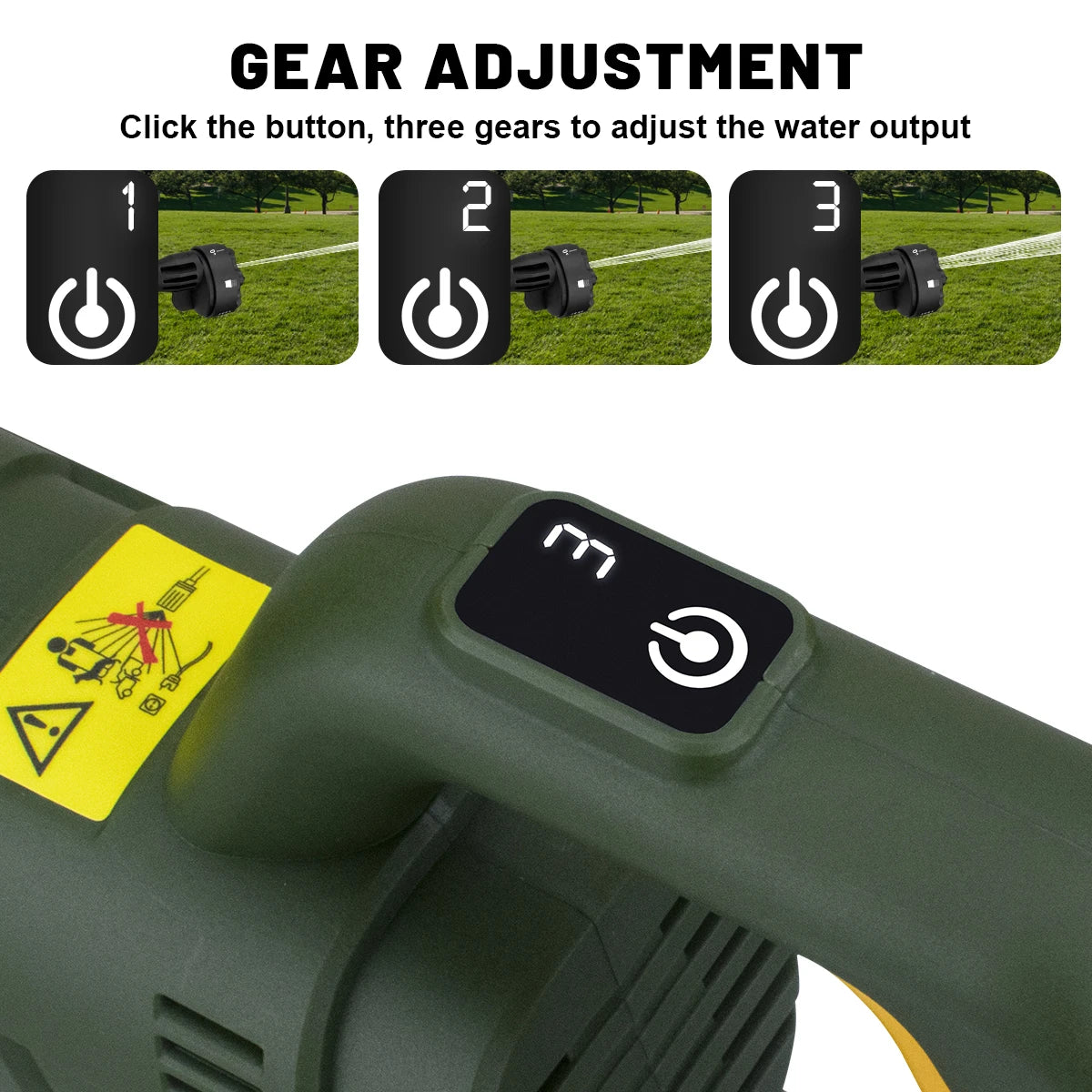 200Bar 3Gear Digital Display Brushless Electric High Pressure Washer Car Washing Gun Garden Water Gun for Makita 18V Battery Pin