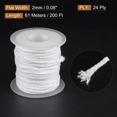 1 Roll 61m Cotton Braid Candle Wick Core Spool 2mm Width Non-Toxic Environmental DIY Oil Lamps Handmade Candle Making Supplies