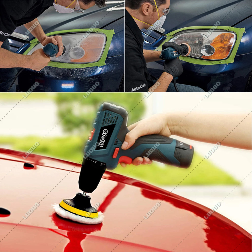 Car Detailing Headlight Restoration Sponge For Auto Polishing Waxing Washing Cleaning Wool Pad Backing Plate Sandpaper Kit