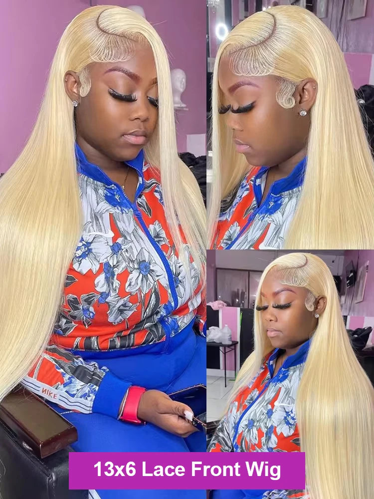 30 40 Inch 613 Honey Blonde 13x6 Hd Transparent Lace Front Human Hair 13x4 Bone Straight Lace Frontal Wig for Women 250 Density