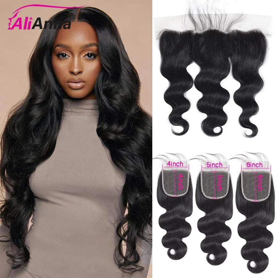 Body Wave Frontal Only ALIANNA 13X4 Lace Frontal 6X6 Lace Closure Human Hair Transparent Lace Frontal Remy Brazilian Hair