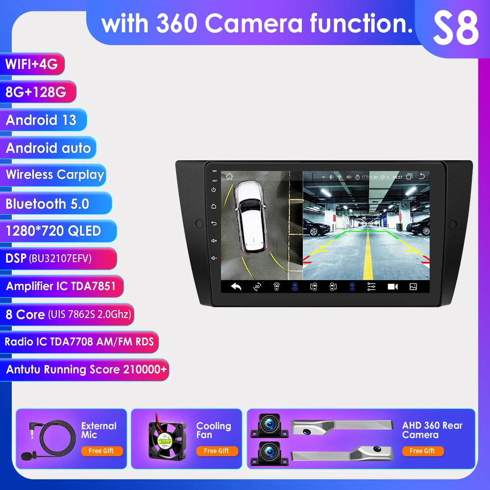 9" Hizpo 2Din Android13 Car Radio for BMW E90 E91 E92 E93 2006 - 2012 GPS Navigation RDS DSP SWC 4G BT CarPlay Autoradio
