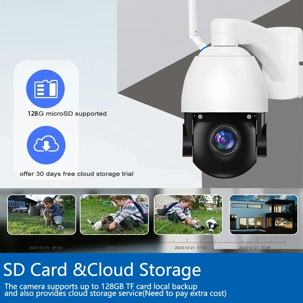 4K 8MP 50X Zoom PTZ IP Camera WiFi CCTV Outdoor AI Human Alarm Onvif Speed Dome Cam 200M IR Night Distance Camera iCSee APP