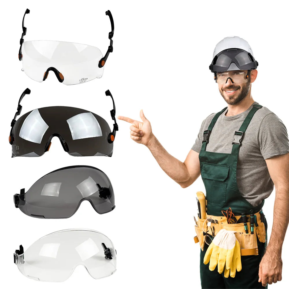 CE Visor fo Safety Helmet Construction Hard Hat Accessories Safety Goggles for Helmet Replacement PC Material Eye Protector ANSI