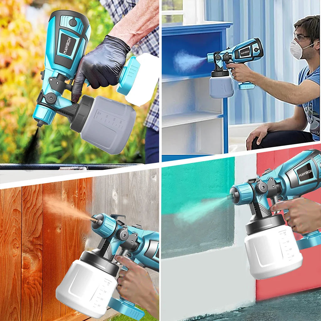 Cordless Paint Sprayer Compatible with Makita Battery, Fence Paint Sprayer, HVLP Spray Gun with 2Battery for Interior Exterior
