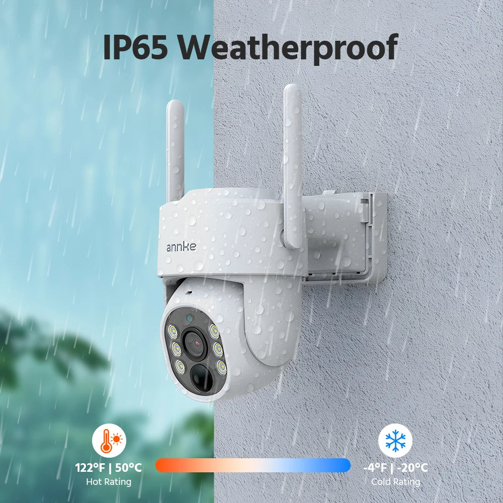 ANNKE 4MP Scalable Wireless Security Camera System 4CH 5MP Wireless Homebase NVR IP65 4MP PIR Two-way Audio Solar PT Camera