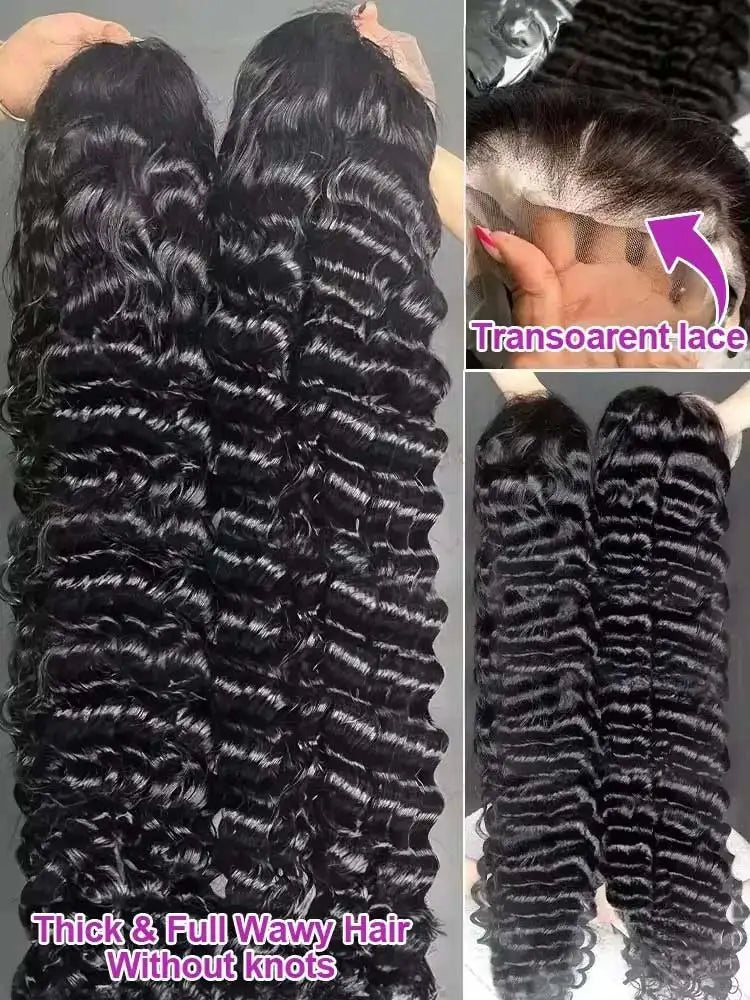 40 Inch Loose Deep Wave 13x4 13x6 Lace Front Human Hair Wigs 250 Density Water Curly Nature Wave HD Lace Frontal Wig Preplucked