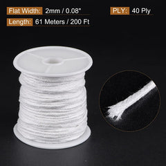 1 Roll 61m Cotton Braid Candle Wick Core Spool 2mm Width Non-Toxic Environmental DIY Oil Lamps Handmade Candle Making Supplies