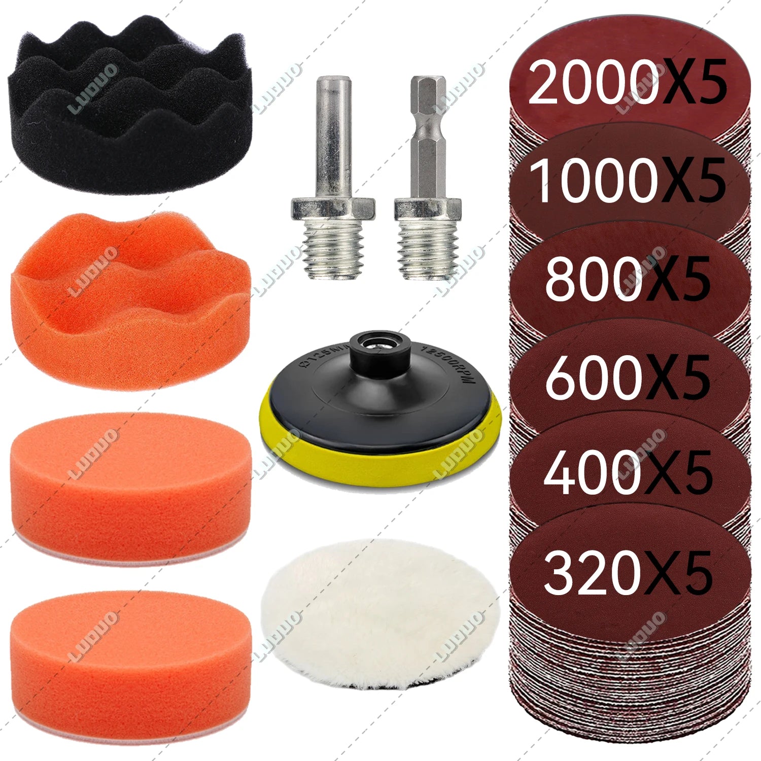 Car Detailing Headlight Restoration Sponge For Auto Polishing Waxing Washing Cleaning Wool Pad Backing Plate Sandpaper Kit