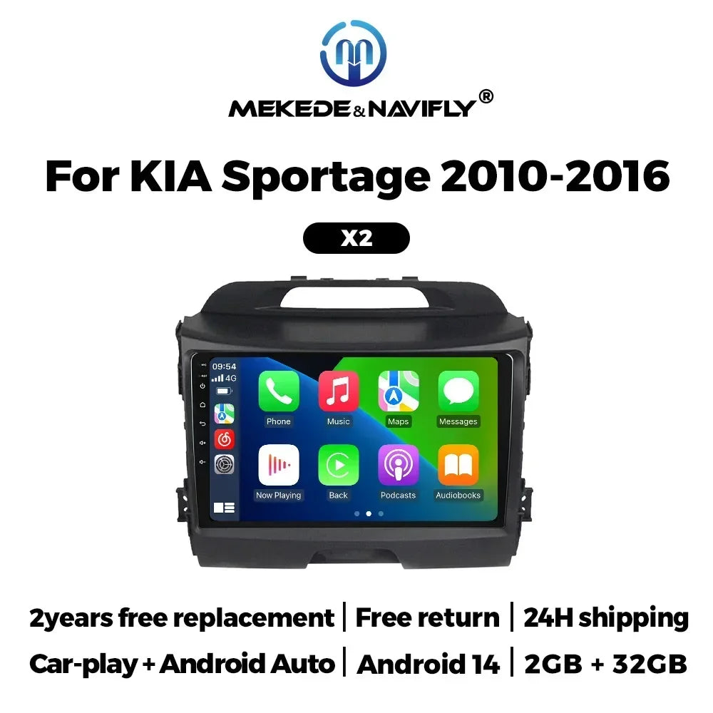 Android 14 Car Radio Stereo for KIA Sportage 2010 2011 2012 2013 2014 2015 2016 Carplay Auto Mutlimedia Player GPS Navigation FM