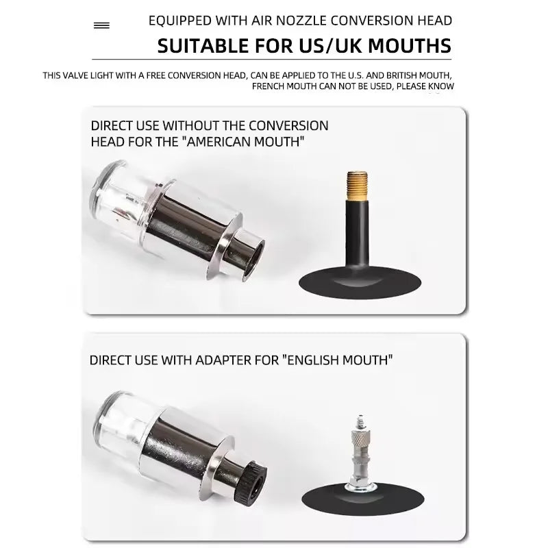 2PCS Colorful LED Wheel Valve Lights Motorcycles Bicycles Car Wheel Tire Valve Caps Universal Dustproof Bicycle Valve Cover